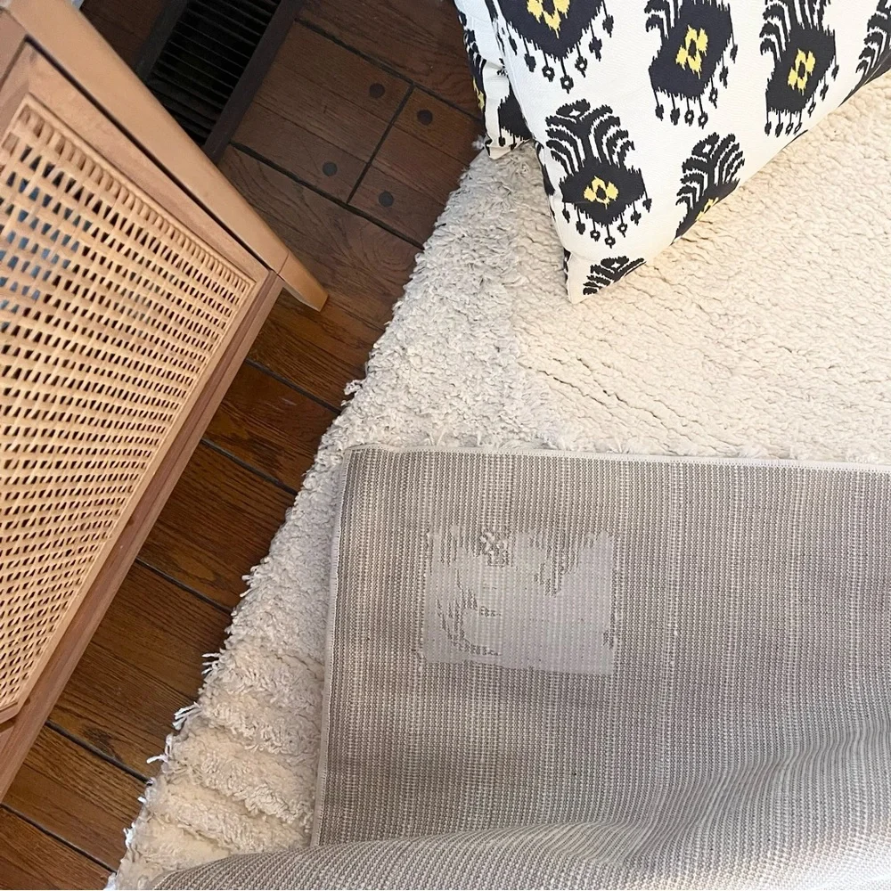 NEW West Elm White Cream Boho Tassel Geometric Shag Area Rug Carpet - 10' x 8'
